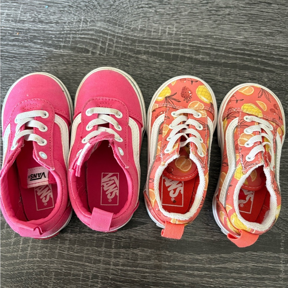 Vans Pink and Orange Sneakers Vibrant Canvas Low-Top - Picture 9 of 10